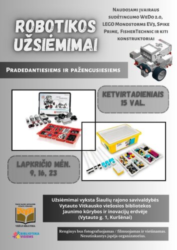 Kuršėnuose ketvirtadieniais užsiėmimai vaikams ir jaunimui „Robotika pradedantiesiems“